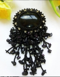 Classic Black Fossil Stone Brooch